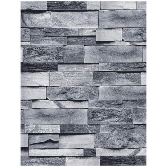 Vintage Gray Brick Peel and Stick Wallpaper Textured Faux Stone 17x236 Inch - Picture 8 of 8